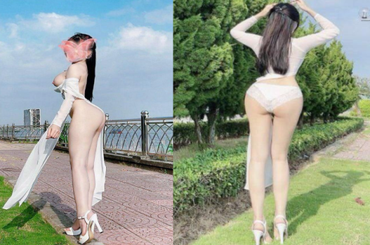 Sex Việt Nam em áo dài lộ bím bên sông